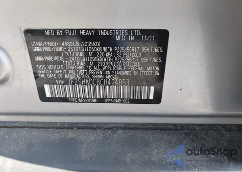 2012 Subaru Forester 2.5X Premium from USA, damaged, VIN JF2SHADC8CH424853